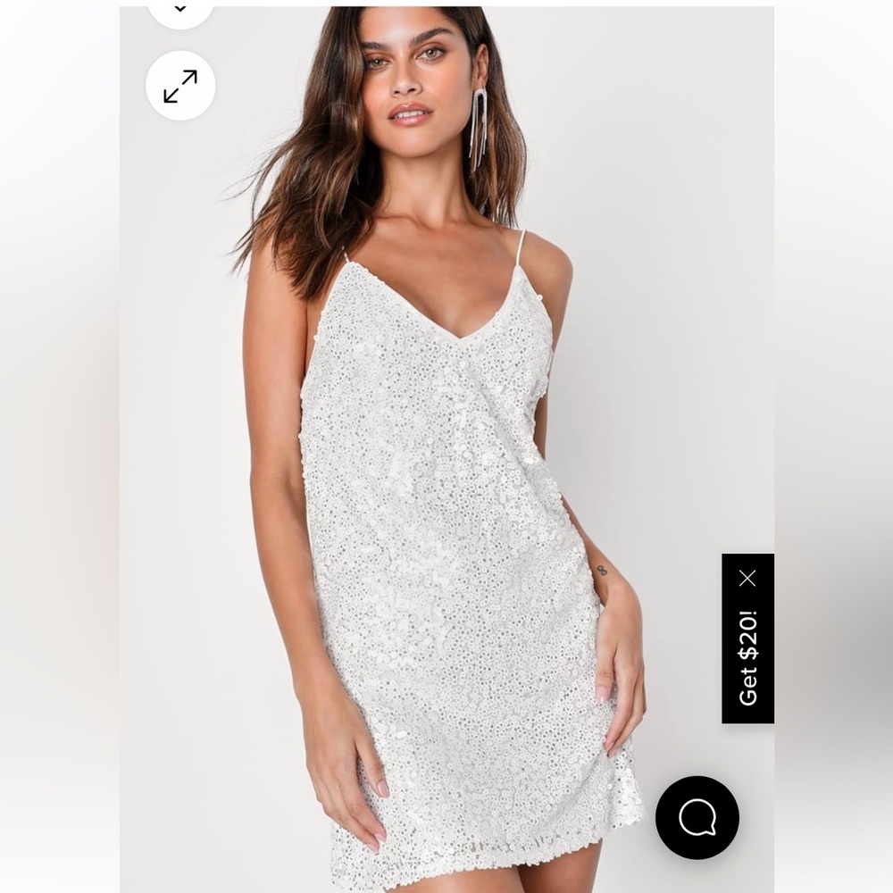 🪩🤍Lulus White Backless Sequin Dress 🤍🪩